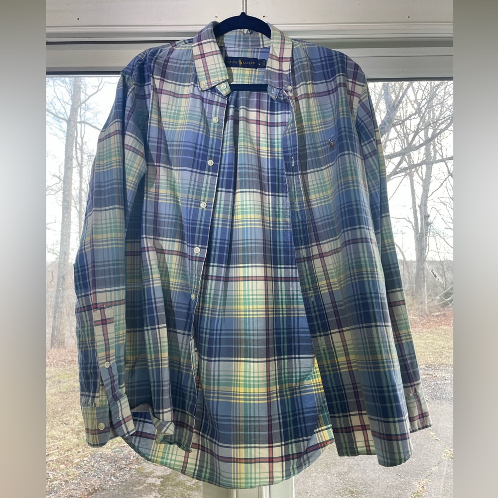 Plaid Long Sleeve Collard Shirt